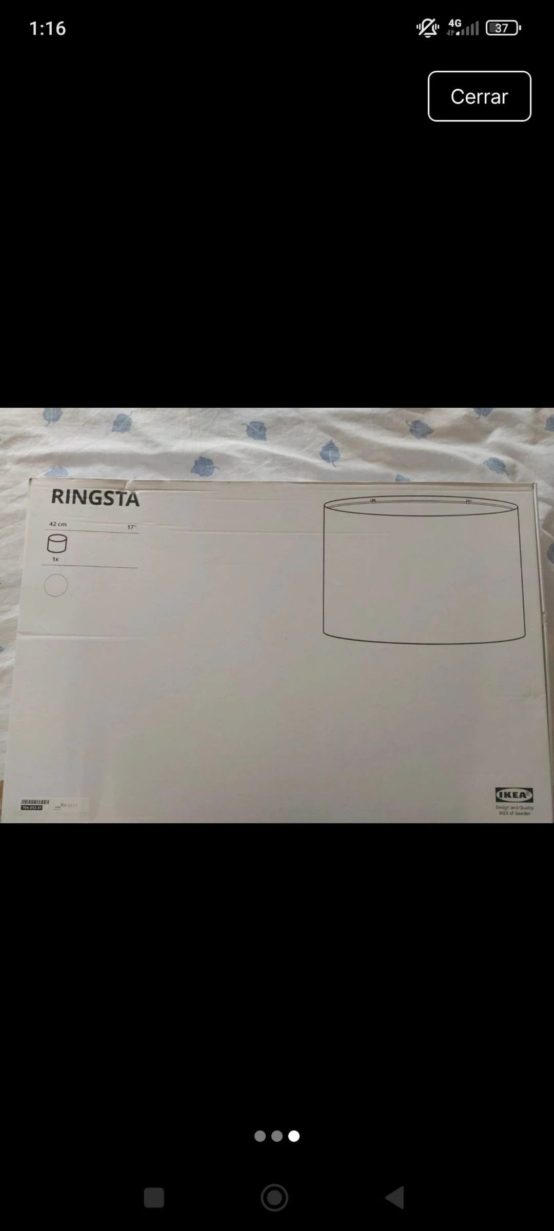 Pantalla de lámpara Ringsta Ikea nueva